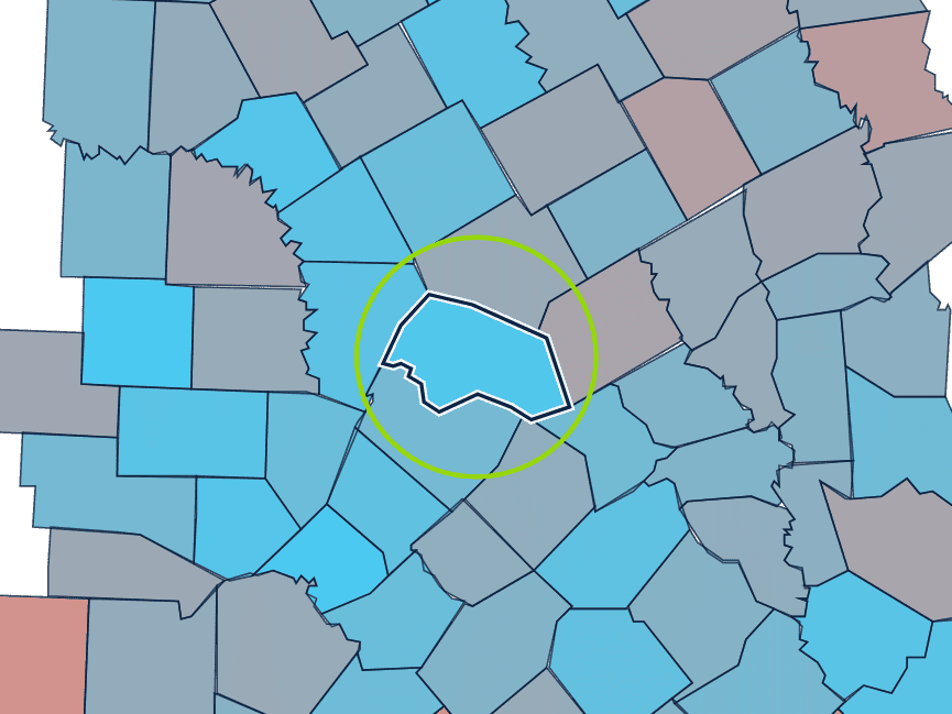 Child poverty by county for Williamson County, TX and its neighbors